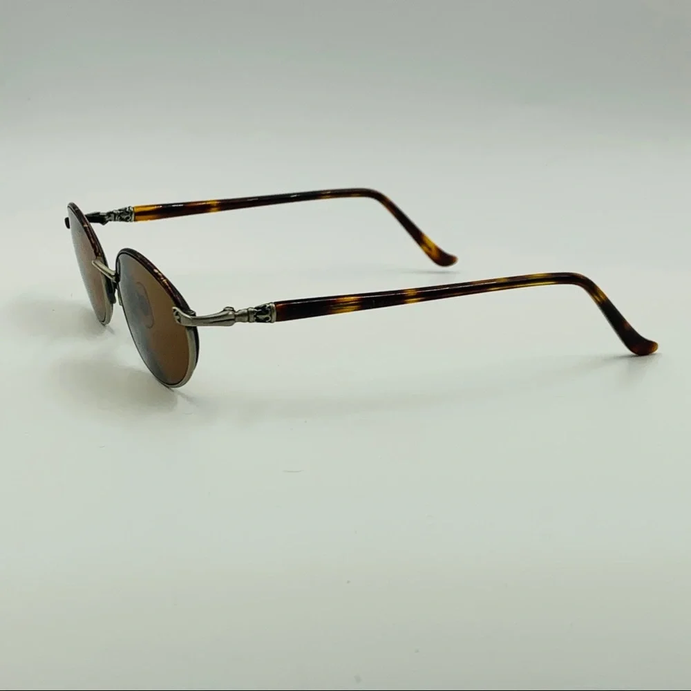 Vintage Tortoise Gray Oval Metal Sunglasses Frames